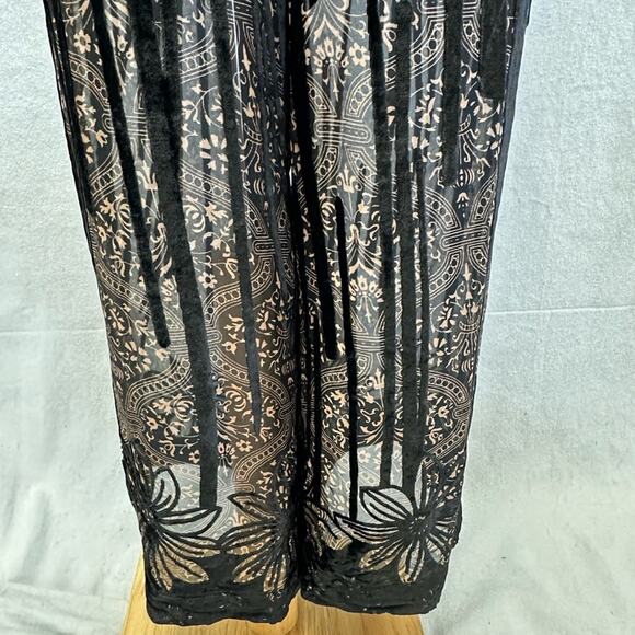 Topshop sheer pants with built in shorts velvet stripe detail size 12 goth - Picture 8 of 15